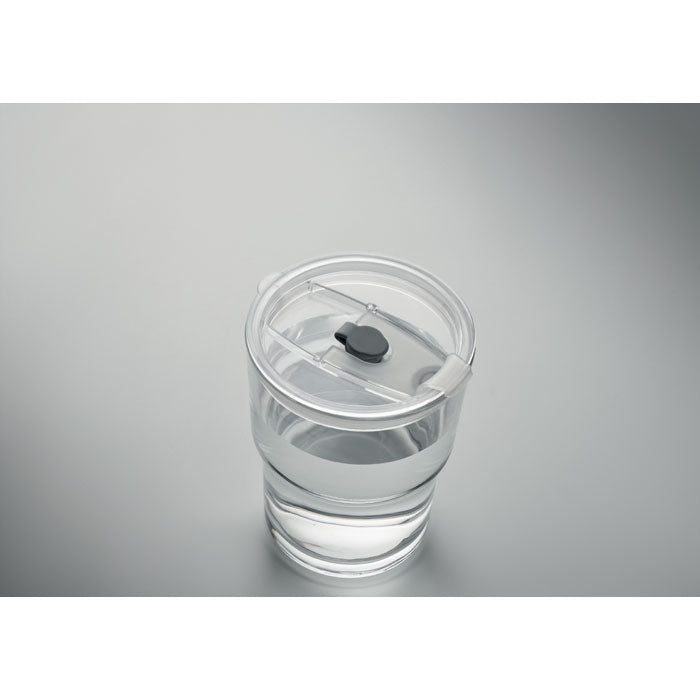 SIP Glass tumbler with lid & removable glass straw