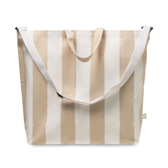 LAGUNA Extra Large Recycled Cotton Striped Beach Tote Bag In 280gsm