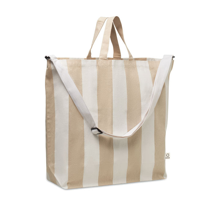 LAGUNA Extra Large Recycled Cotton Striped Beach Tote Bag In 280gsm