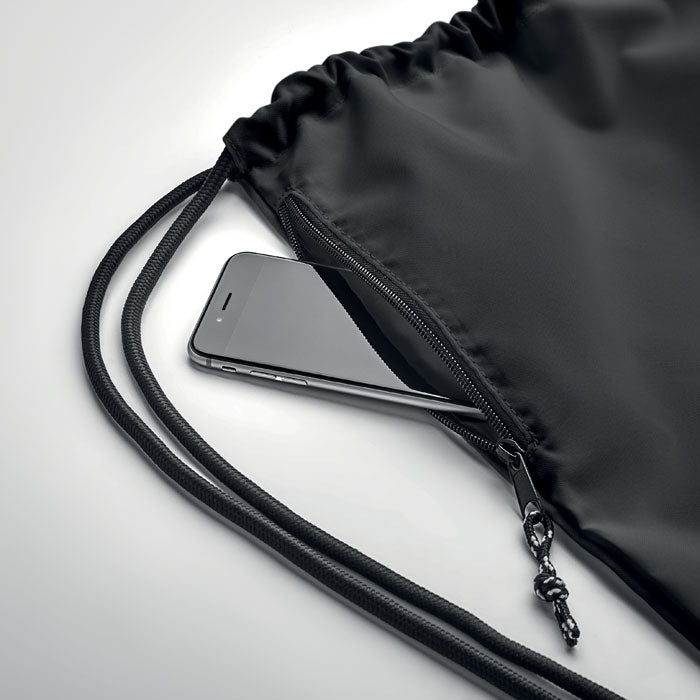 NIGHT Large Drawstring Bag With Side Zippered Outer Pocket