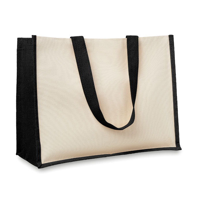 CAMPO DE FIORI Jute Shopping Tote Bag In Canvas And Cotton Webbing