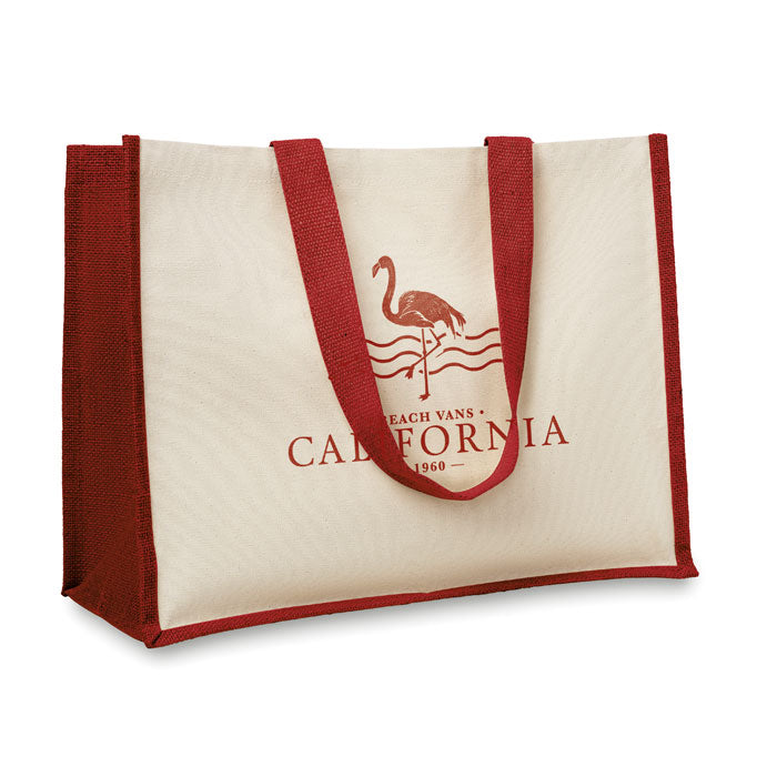 CAMPO DE FIORI Jute Shopping Tote Bag In Canvas And Cotton Webbing