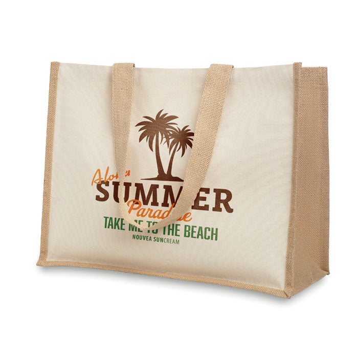 CAMPO DE FIORI Jute Shopping Tote Bag In Canvas And Cotton Webbing