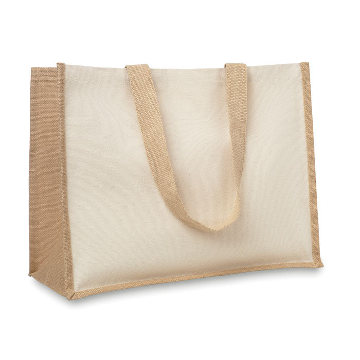 CAMPO DE FIORI Jute Shopping Tote Bag In Canvas And Cotton Webbing