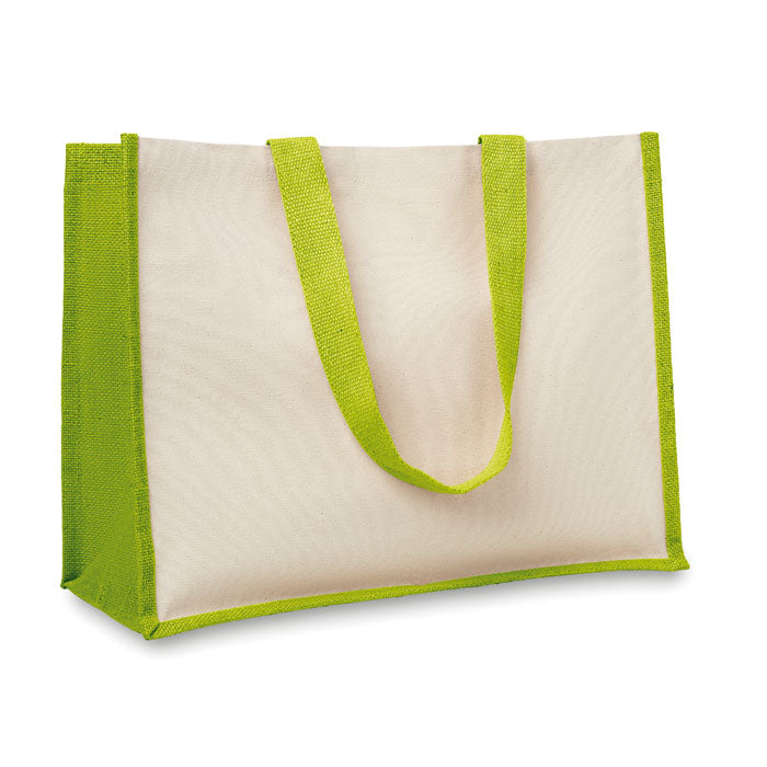 CAMPO DE FIORI Jute Shopping Tote Bag In Canvas And Cotton Webbing