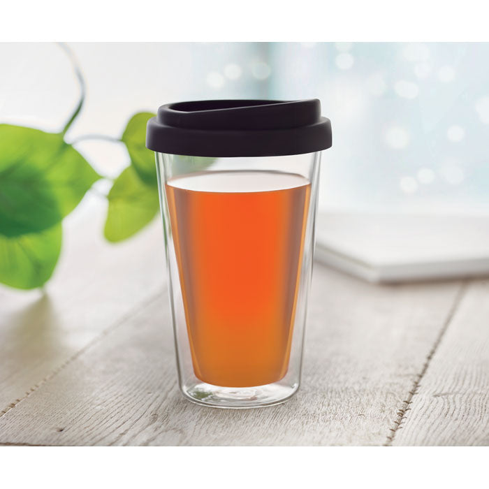 BIELO Double Wall Glass Tumbler With Silicone Lid