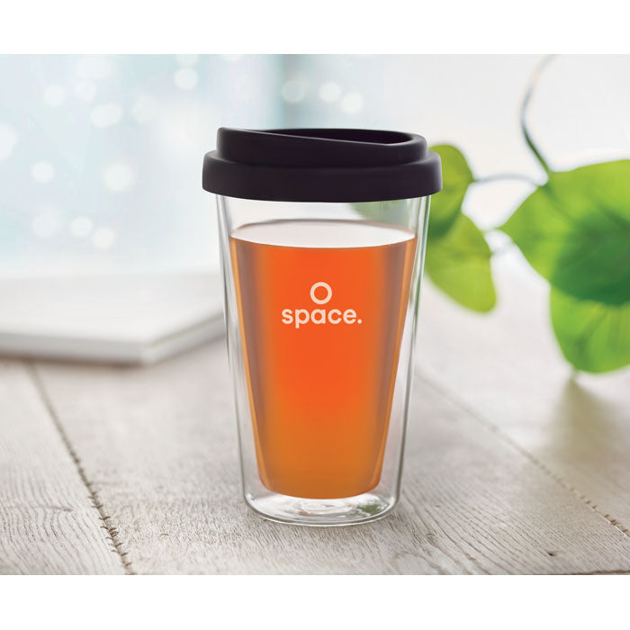 BIELO Double Wall Glass Tumbler With Silicone Lid